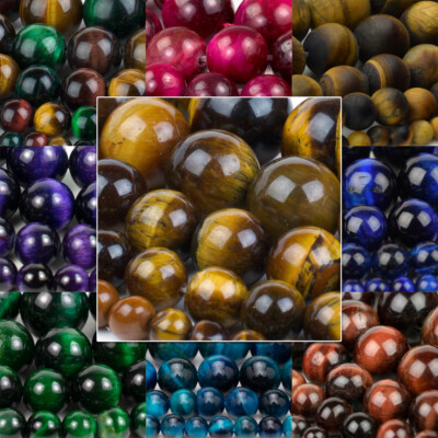 Natural Tiger Eye Beads Round 15  Strand Jewelry Making 4mm 6mm 8mm 10mm 12mm