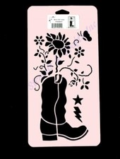 COWBOY BOOT STENCIL, WESTERN SUNFLOWER STAR COLOR PAINT TEMPLATE BY STENSOURCE