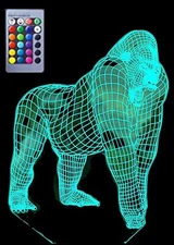 Kids Desk Decor Light Monkey Orang Lamp 3D Remote Control 16 Color Night Light