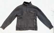 Schott Bros Sherpa Lined Sweater Jacket Mens L Full Zip Wool Blend Gray Heavy