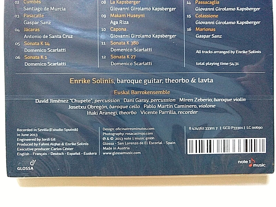 COLORES DEL SUR, BAROQUE DANCES FOR GUITAR, 2013, AUSTRIA,  CD, New, Sealed Foto 4 de 4