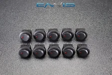 10 PCS ROUND ROCKER SWITCH 3/4 MOUNT HOLE 16 AMP 12V 3 PIN RED LED TOGGLE IBRRSR