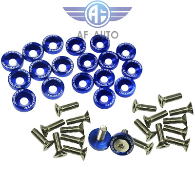 #ad Blue 20pcs Billet Aluminum Bumper Fender Washer Bolt Engine Bay Dress Up Kit $9.88