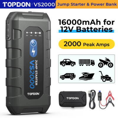 SALE TOPDON Jumper VS2000 2000Amp 12-Volt Super Safe Lithium Jump Starter Box