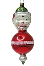 VTG Antique Glass HANS CLOWN HEAD Foxy Grandpa on Ball Christmas Ornament German