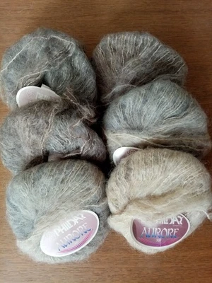 Mohair lot de 12 pelotes PHILDAR marque AURORE 337 BEIGE MARRON GRIS 50g - Photo 1/4