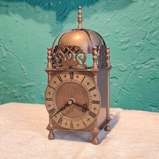 Antique Smiths Working Carriage Lantern Shelf Vintage Mantle Clock Brass V