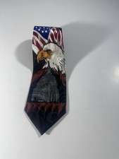 Fratello Tie Mens One Size American Flag Bald Eagle Patriotic USA Necktie