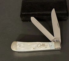🔥 2001 Case XX 8254 Pearl Silver Script Large Trapper Pocket Knife Super Rare