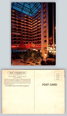 The Hamilton Hotel Itasca Illinois Postcard Vintage Interior Atrium Lobby  - Main Image