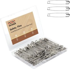 3 Inch Large Safety Pins 100 pcs Silver Pins Bulk Heavy Duty for Clothes,