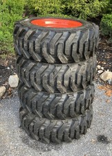 4-HD FOAM FILLED 10-16.5 Beefy Baby Skid Steer Tires/Rims for Bobcat-10PLY