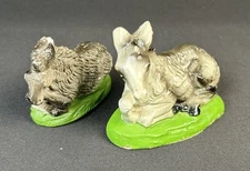 Vintage Nativity 2 Sitting Donkeys Hand Painted Replacement Figures 4” L Italy