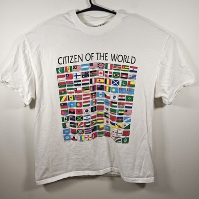 Citizen of the World Mens XL International Countries and Territory Flags Shirt