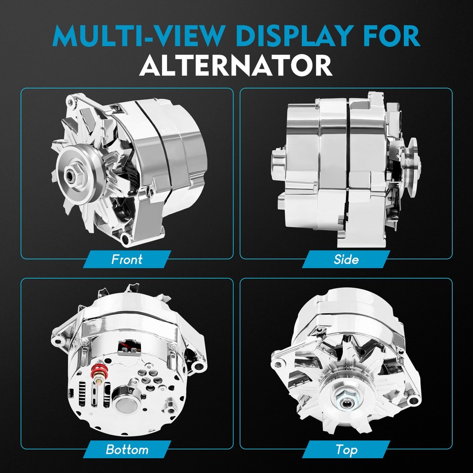 For Chrome BBC SBC Chevy GM Alternator 1 Wire Chevy 327-350-396-427-454 ...