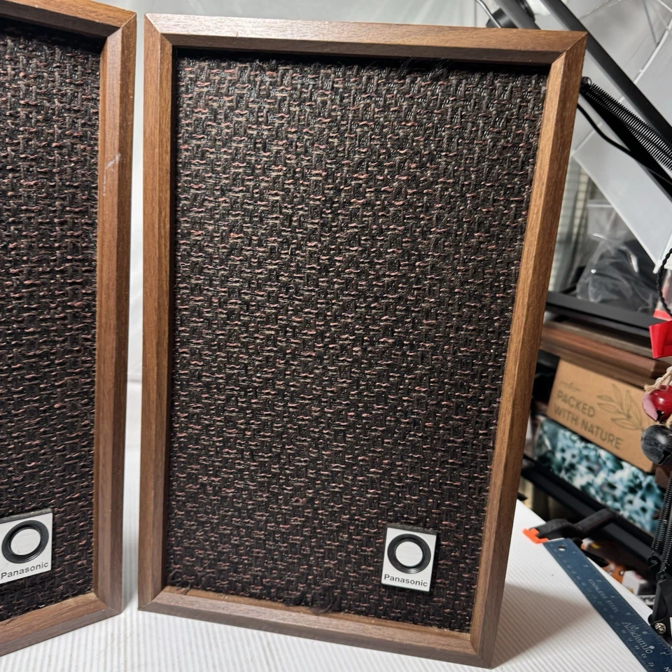 Vintage Panasonic Speakers Veneer Wood 70s Retro Working 16.5” Tall Speakers #2 - Image 3 of 4