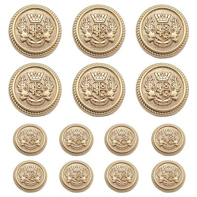 14 Pieces Matte Gold Metal Blazer Button Set 15mm 20mm for Blazers, Suits, Sport
