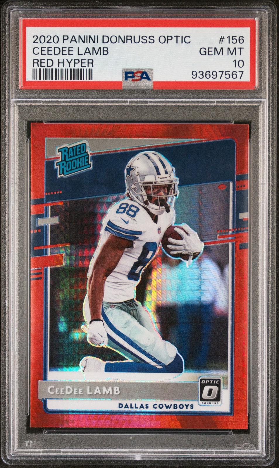 2020 PANINI DONRUSS OPTIC RED HYPER #156 CEEDEE LAMB ROOKIE RC PSA 10