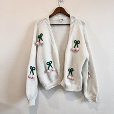 Fashion Nova Cottagecore Cherry Knit Cardigan Soft Girl Coquette Size 2X White