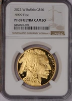 2022-W Gold Buffalo 1 oz. $50 NGC PF69 Ultra Cameo. Low mintage year