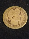 1914 Barber Quarter Dollar 90% U.S. Silver