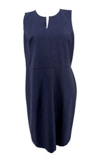 Ann Taylor Midi Dress Women 14P Blue Shift Sleeveless Lined 14 Petite Career New