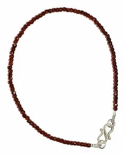 Red Zircon Gemstone 3 mm Round Beads 925 Sterling Silver 10" Strand Bracelet EDR