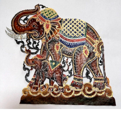 Awesome 1 Pcs.Shadow play Handmade Image of Elephant Made from Leather. E2