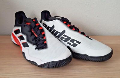 ADIDAS MEN'S Barricade Tennis Shoes White Black Solar Red GW2964