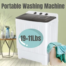 Portable Washing Machine 30LBS Twin Tub Compact Laundry Washer +Drain Pump Gift