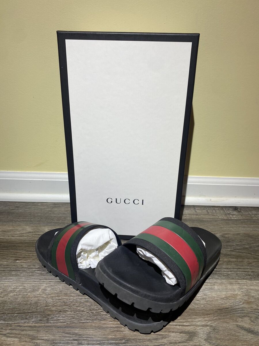 Gucci Web Men's Rubber Slide Sandal - Black Rubber, US 6 | eBay Gucci Web Men's Rubber Slide Sandal - Black Rubber, US 6 | eBay