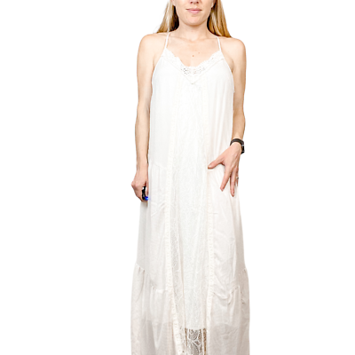 white lace and mesh dress Valérie white floral lace mesh maxi dress main image 0
