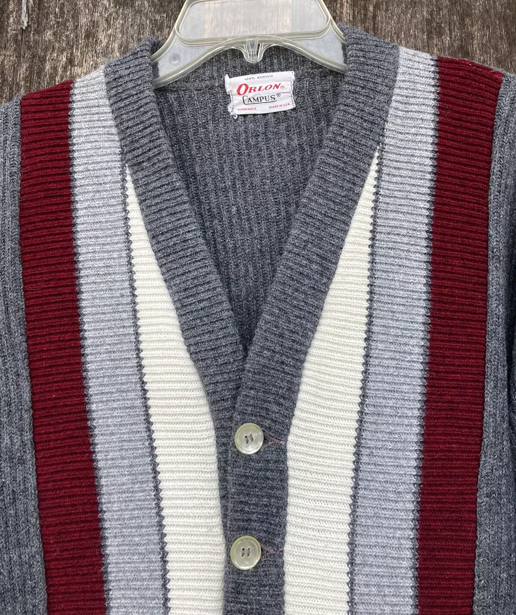 希少】60´s Campus Panel Knit Cardigan-