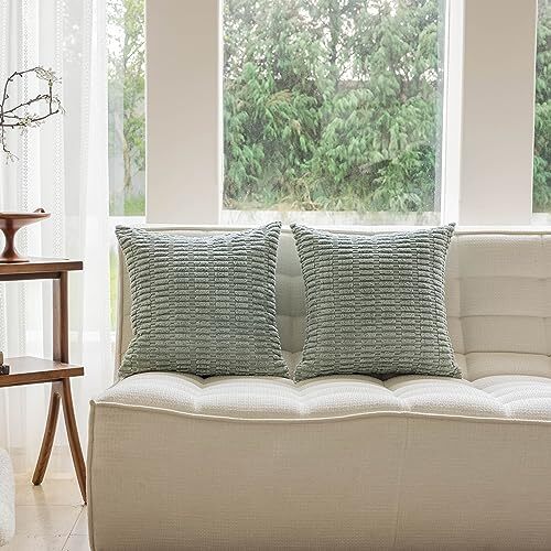 Sage Pillow Covers 20x20 Corduroy Throw Pillow Covers 20 x 20Inch Sage
