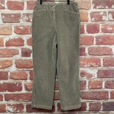 Vintage Talbots Pants Womens 8 Petite Tan Corduroy Casual Stretchy Straight Leg