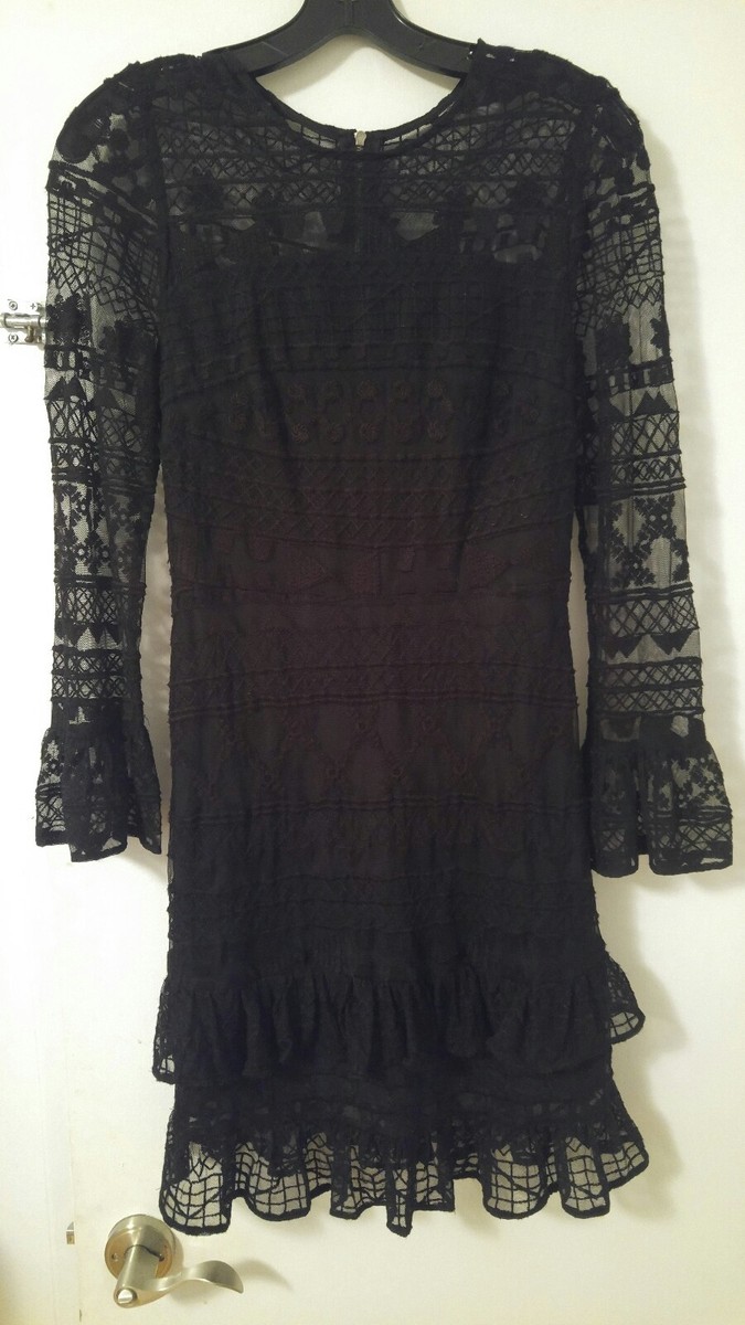 NWT Nordstrom Parker Black Lace Ruffled Evening Long Sleeved Dress XS $395 | eBay NWT Nordstrom Parker Black Lace Ruffled Evening Long Sleeved Dress XS $395 | eBay