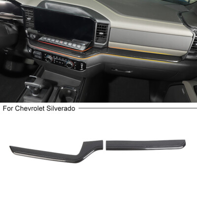 Carbon Fiber Interior Overlay Kit For Chevy Silverado 2019-2025 – Dash, Doors, Console – CheroCar, 1-Yr Warranty