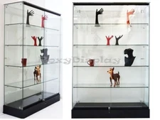 72-Inch Tempered Glass Tower Display - Frameless Showcase with Locks and Shelves