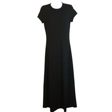 Ann Taylor, Women's Classic Black Dress, Size 4, Long Length, Cap-sleeve