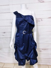 Torrid Womens One-Shoulder Dress Size 20 Blue Snake Skin Lined Back Zip Belted
