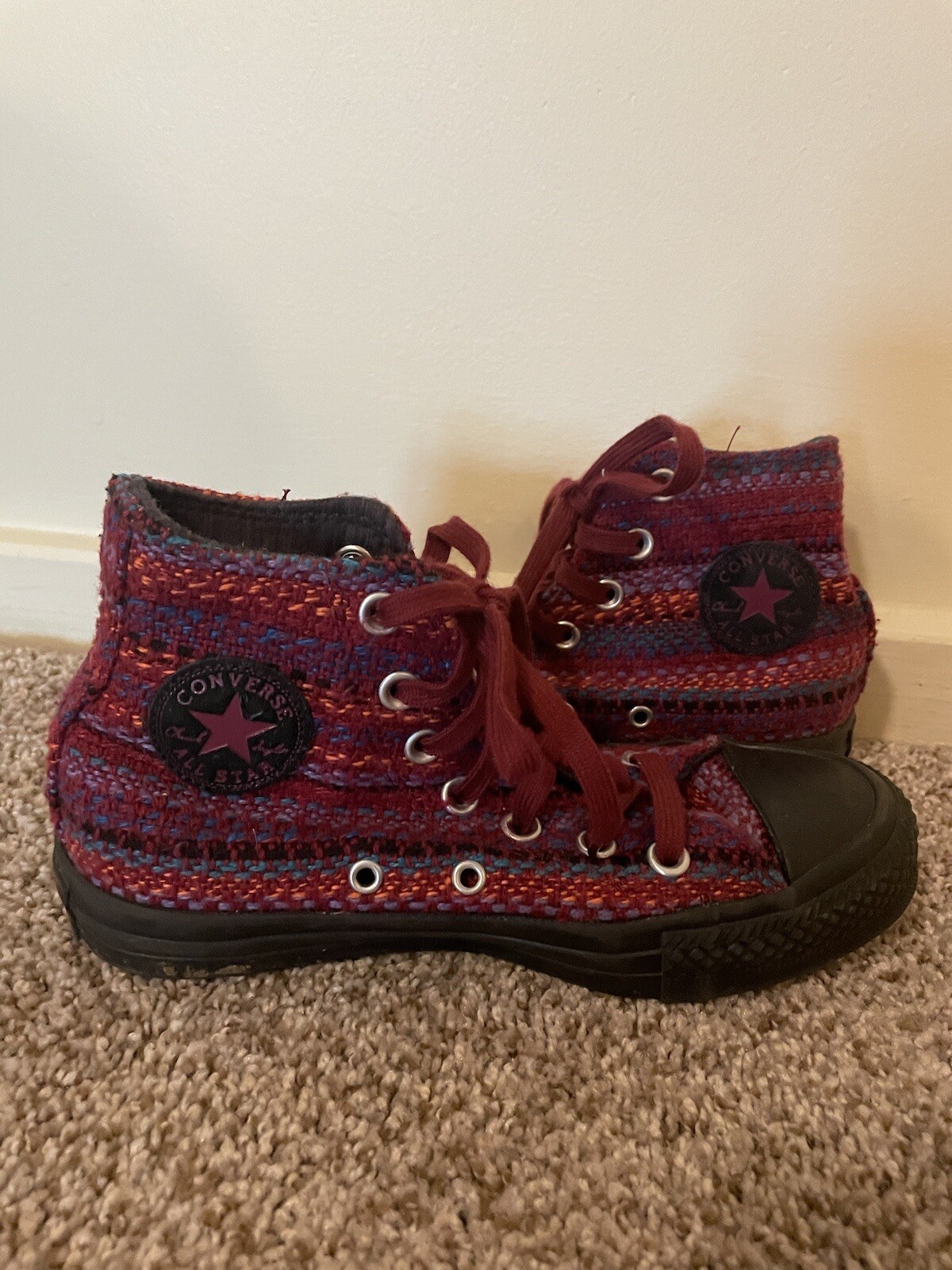 SAOLA Taglia 5 Suola nera multicolore intrecciata a maglia Converse All Star unica