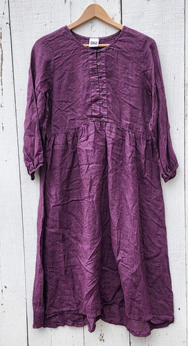 Johnny Was Women's Plum Purple Long Sleeve Half Button Flowy Midi Dress Sz M NEW