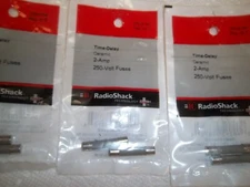 RADIO SHACK 270-0154  2-AMP 250-V FUSES CERAMIC TIME-DELAY  1-1/4"X1/4" (lot-3)