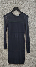 Nicole Miller Artelier Black Pencil Dress Mesh Inserts & Sleeves Women's Size S