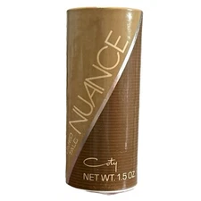 1976 Vintage Nuance Perfumed Talc By Coty 1.5 Oz NOS Sealed plum, citrus, peach