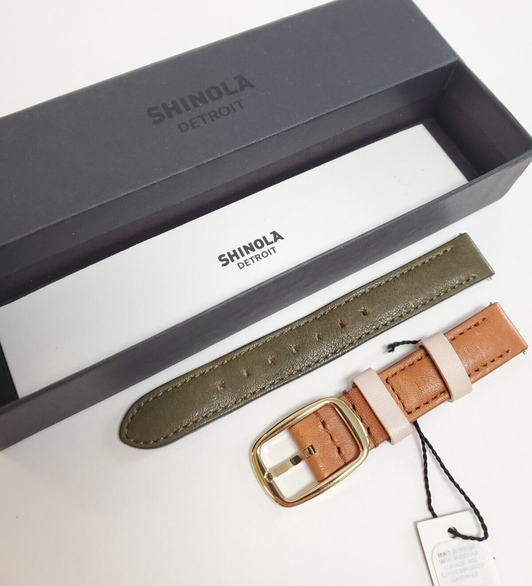 Shinola 14mm Muti-color (Olive) Genuine Leather Strap- Quick