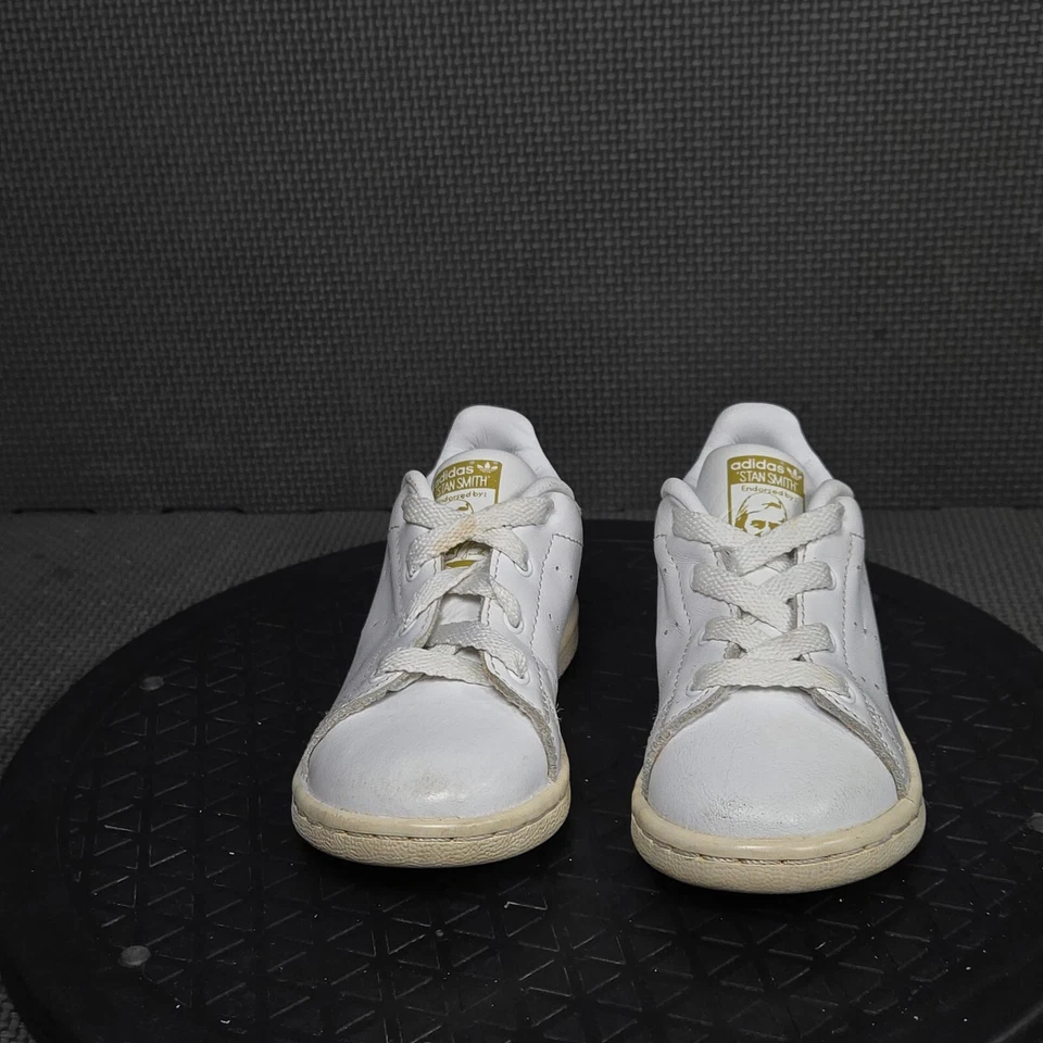 Adidas Stan Smith Shoes Toddler Sz 7 White Gold Trainers Sneakers - Image 2 of 4