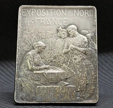 H. Lefebvre France 1904 Arras Art Nouveau Nothern Exposition bronze plaque Rare!