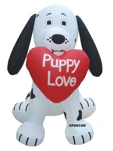 7 Foot Valentines Day Puppy Dog With Heart Airblown Inflatable