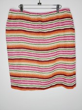 Talbots Women s 100 Linen Striped Skirt Multicolor Lined Size 14